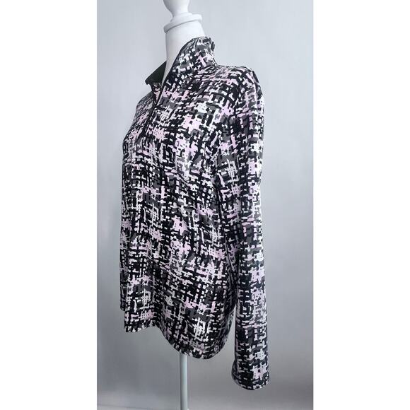 TAIL WHITE LABEL WOMENS GOLF 1/4 ZIP LIGHTWEIGHT PULLOVER BLACK PINK WHITE SZ L - Picture 2 of 9